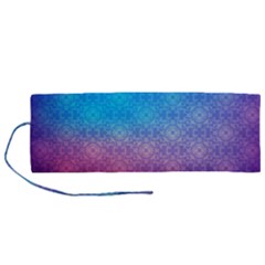Blue Pink Shade Roll Up Canvas Pencil Holder (m) by designsbymallika