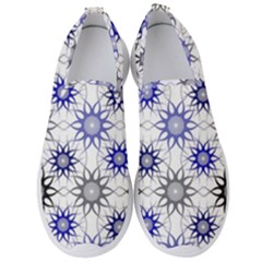 Pearl Pattern Floral Design Art Digital Seamless Blue Black Men s Slip On Sneakers by Vaneshart