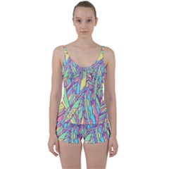 Feathers Pattern Tie Front Two Piece Tankini by Sobalvarro