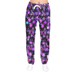 Christmas Paper Star Texture Women Velvet Drawstring Pants by Vaneshart