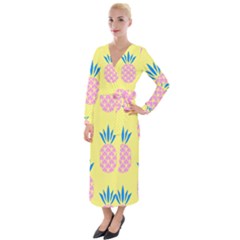 Summer Pineapple Seamless Pattern Velvet Maxi Wrap Dress by Sobalvarro