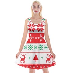 Ugly Christmas Sweater Pattern Reversible Velvet Sleeveless Dress by Sobalvarro