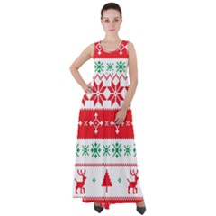 Ugly Christmas Sweater Pattern Empire Waist Velour Maxi Dress by Sobalvarro