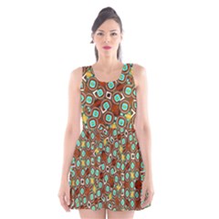 Colorful Modern Geometric Print Pattern Scoop Neck Skater Dress by dflcprintsclothing