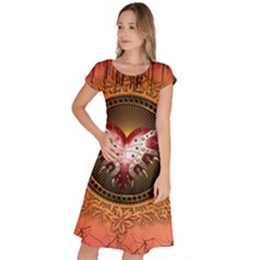 Awesome Dark Heart With Skulls Classic Short Sleeve Dress by FantasyWorld7