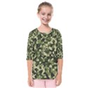 Dark Green Camouflage Army Kids  Quarter Sleeve Raglan Tee View1