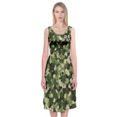 Dark Green Camouflage Army Midi Sleeveless Dress by McCallaCoultureArmyShop