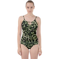 Dark Green Camouflage Army Cut Out Top Tankini Set by McCallaCoultureArmyShop