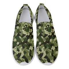 Dark Green Camouflage Army Women s Slip On Sneakers by McCallaCoultureArmyShop