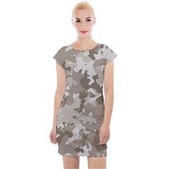 Tan Army Camouflage Cap Sleeve Bodycon Dress by mccallacoulture