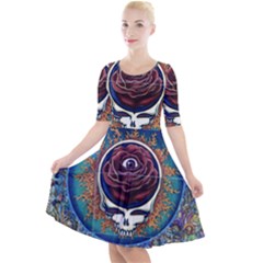 Grateful Dead Ahead Of Their Time Quarter Sleeve A-line Dress by Sapixe