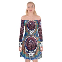 Grateful Dead Ahead Of Their Time Off Shoulder Skater Dress by Sapixe