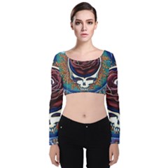 Grateful Dead Ahead Of Their Time Velvet Long Sleeve Crop Top by Sapixe