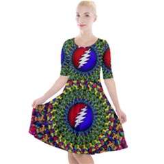 Grateful Dead Quarter Sleeve A-line Dress by Sapixe