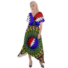 Grateful Dead Cross Front Sharkbite Hem Maxi Dress by Sapixe