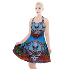 Grateful Dead Wallpapers Halter Party Swing Dress  by Sapixe