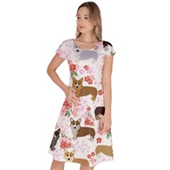 Corgis Corgi Pattern Classic Short Sleeve Dress by Sapixe