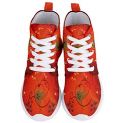 Golden Heart On Vintage Background Women s Lightweight High Top Sneakers by FantasyWorld7