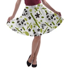 Panda Love A-line Skater Skirt by designsbymallika