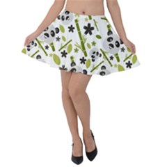 Panda Love Velvet Skater Skirt by designsbymallika