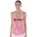 pink leaf pattern Babydoll Tankini Top View1