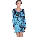 Blue Winter Tropical Floral Watercolor Long Sleeve Nightdress View1