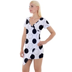 Background Dot Pattern Short Sleeve Asymmetric Mini Dress by HermanTelo