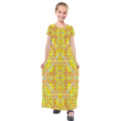 Vivid Warm Ornate Pattern Kids  Short Sleeve Maxi Dress by dflcprintsclothing