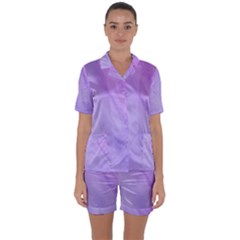 Purple Shade Satin Short Sleeve Pyjamas Set by designsbymallika