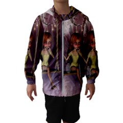 Little Fairy On A Swing With Dragonfly In The Night Kids  Hooded Windbreaker by FantasyWorld7