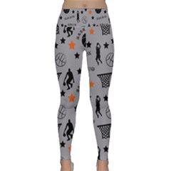 Slam Dunk Basketball Gray Lightweight Velour Classic Yoga Leggings by mccallacoulturesports