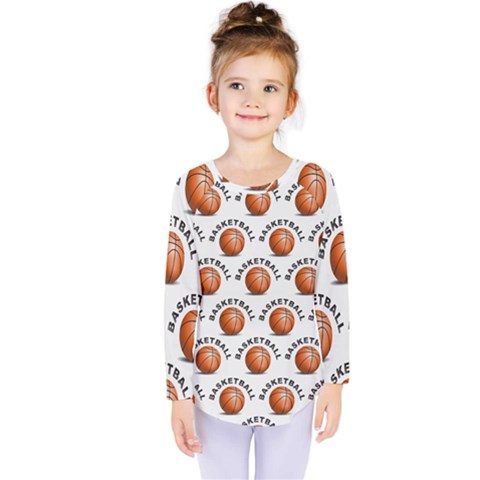 Orange Basketballs Kids  Long Sleeve Tee by mccallacoulturesports