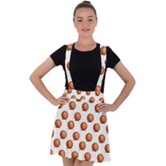 Orange Basketballs Velvet Suspender Skater Skirt by mccallacoulturesports