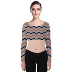 Basketball Thin Chevron Velvet Long Sleeve Crop Top by mccallacoulturesports