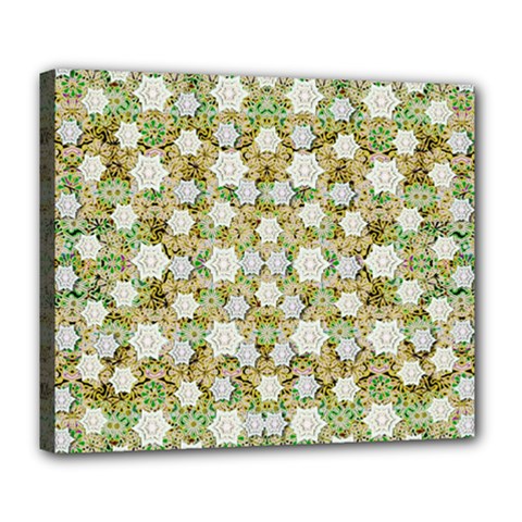 Snowflakes Slightly Snowing Down On The Flowers On Earth Deluxe Canvas 24  X 20  (stretched) by pepitasart