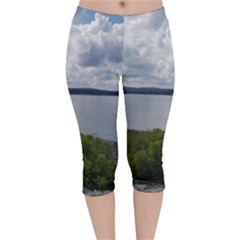 Lake Wallenpaupack Velvet Capri Leggings  by canvasngiftshop