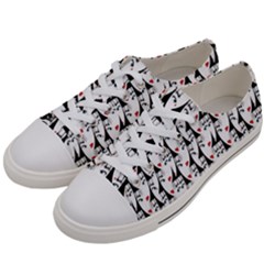 Cartoon Style Asian Woman Portrait Collage Pattern Women s Low Top Canvas Sneakers by dflcprintsclothing