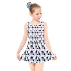 Cartoon Style Asian Woman Portrait Collage Pattern Kids  Skater Dress Swimsuit by dflcprintsclothing