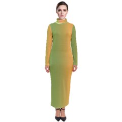 Green Orange Shades Turtleneck Maxi Dress by designsbymallika