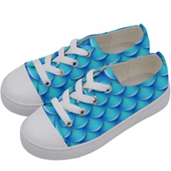 Blue Scale Pattern Kids  Low Top Canvas Sneakers by designsbymallika