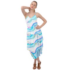 Blue Marble Print Layered Bottom Dress by designsbymallika