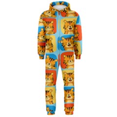 Cute Tiger Pattern Hooded Jumpsuit (men)  by designsbymallika