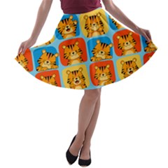 Cute Tiger Pattern A-line Skater Skirt by designsbymallika