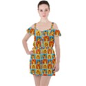 Cute Tiger Pattern Ruffle Cut Out Chiffon Playsuit View1