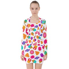 Candies Are Love V-neck Bodycon Long Sleeve Dress by designsbymallika