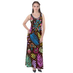 Tropical Print  Sleeveless Velour Maxi Dress by designsbymallika