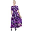 Botanical Violet Print Pattern 2 Button Up Short Sleeve Maxi Dress View2