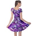 Botanical Violet Print Pattern 2 Cap Sleeve Dress View2