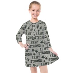 Army Stong Military Kids  Quarter Sleeve Shirt Dress by McCallaCoultureArmyShop