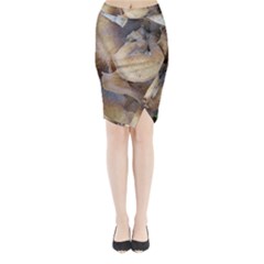 Close Up Mushroom Abstract Midi Wrap Pencil Skirt by Fractalsandkaleidoscopes